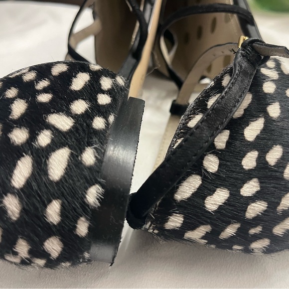 Boden Black and White Animal Print T-Strap Flats - Picture 7 of 9